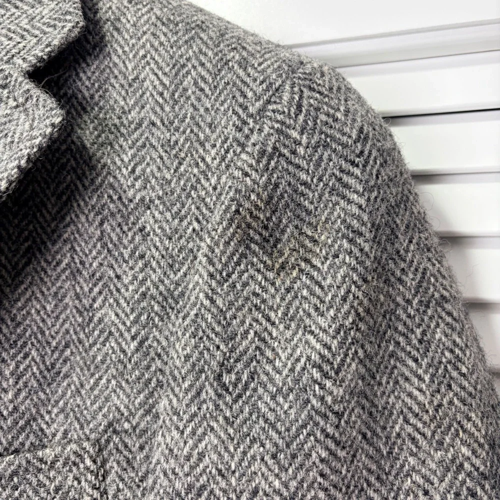 Harris Tweed Grey Herringbone Wool Sport Coat Blazer Young Mans Fancy Union Made